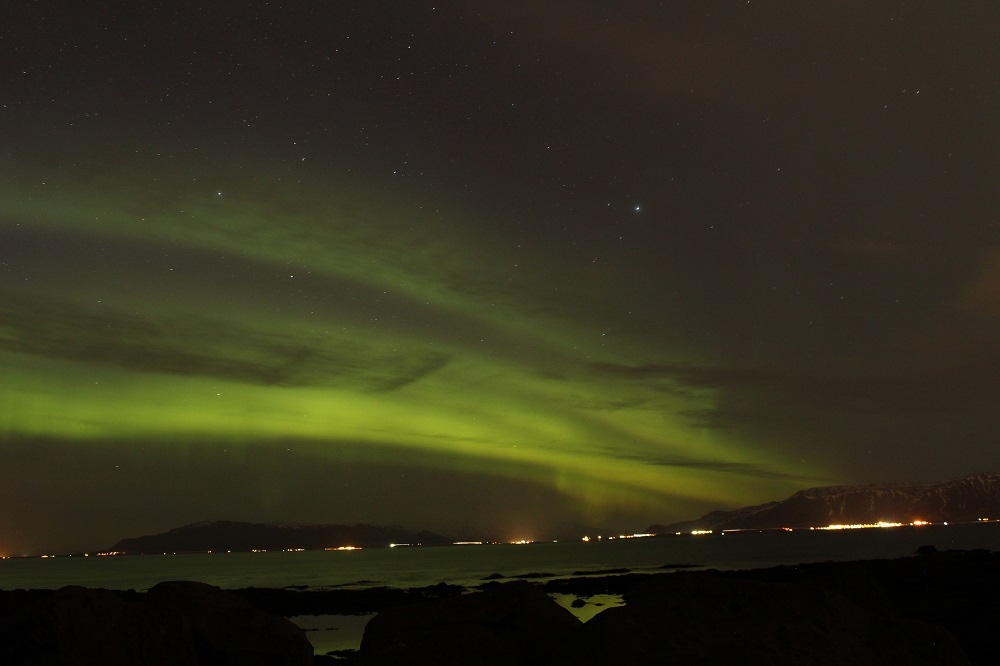 Nordlichter (Aurora Borealis) beim Grótta Leuchtturm Roadtrip Island gindeslebens.com © Thomas Mussbacher und Ines Erlacher