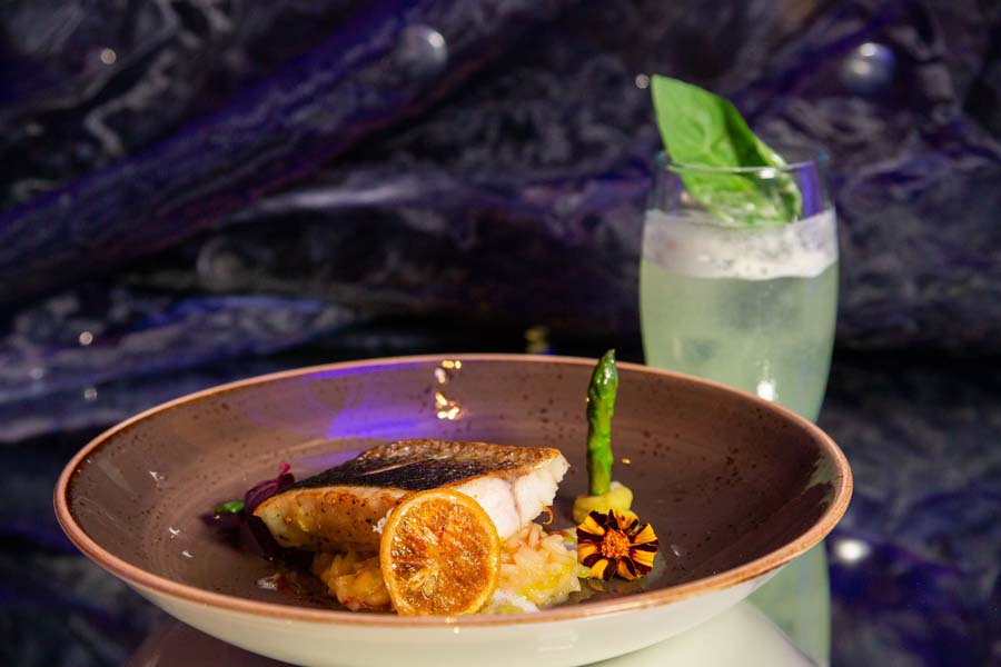 gegrilltes wolfsbarschfilet . gin-zitronen-risotto Ginfluencer Dinner im S’PARKS by Executive Chef Ademir Husagic © Ina Kerpe